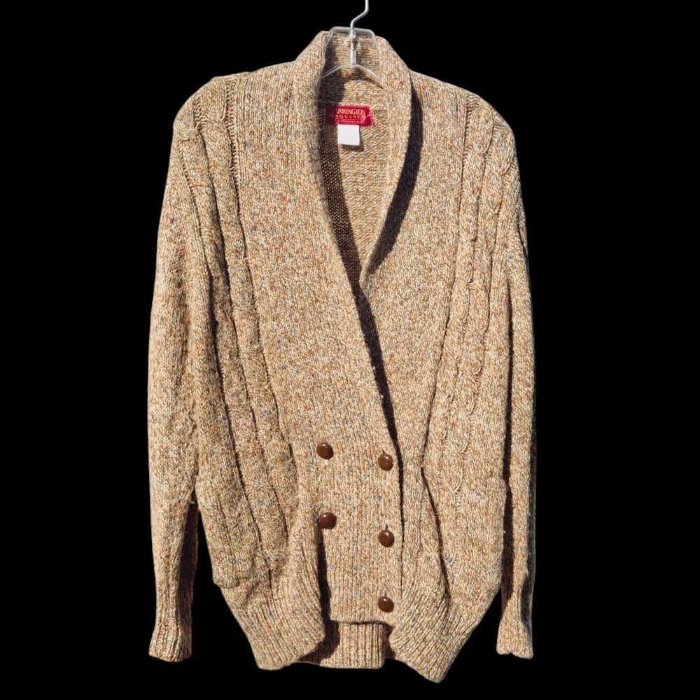 Vintage Harrington Square Brown Tweed Wool Blend Sweater, Women Size Medium - Picture 7 of 15
